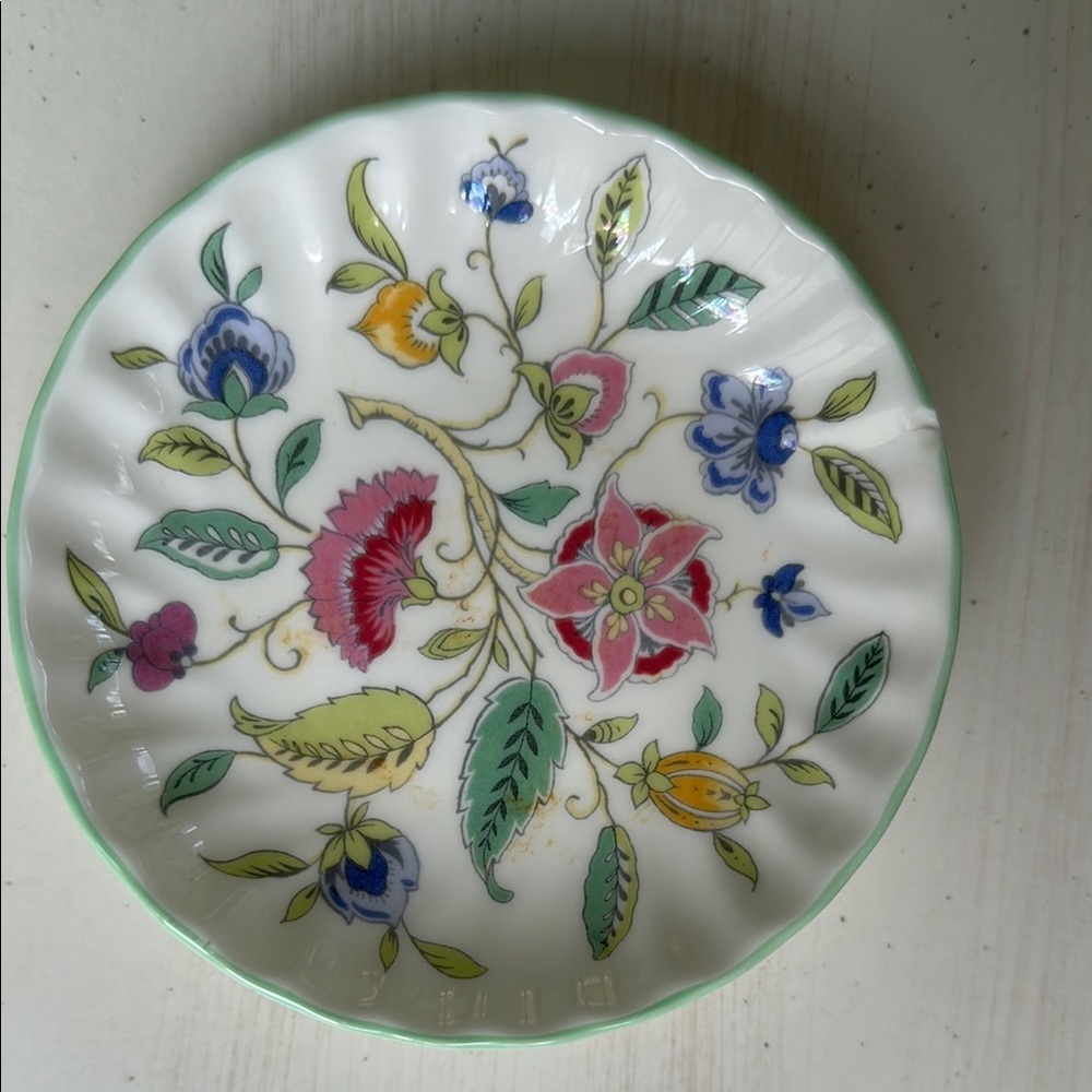 Floral Patterned Porcelain Plate - Multicolor
